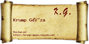 Krump Géza névjegykártya